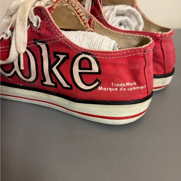 Vintage 80s Coca-Cola Canvas Sneakers Red Low-Top | Size 7 Retro Streetwear - Picture 7 of 11
